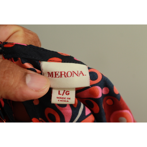 Merona Women Black Top Floral Design Casual Size Large - Picture 2 of 6